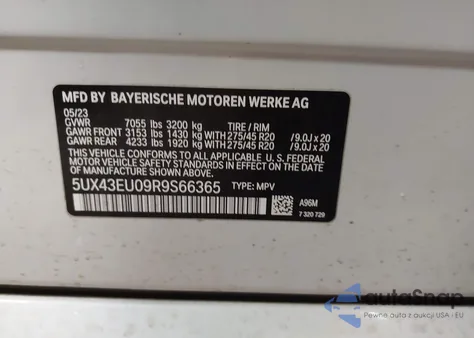 2024 BMW X5 Phev xDrive50E из США, поврежденный, VIN 5UX43EU09R9S66365